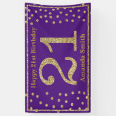 Joyeux 21e anniversaire bannière violet et Parties (Vertical)