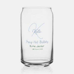 Joyeux 21e anniversaire bleu ajouter un monogramme