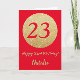 Joyeux 23e Anniversaire Carte Pailletée Rouge et O