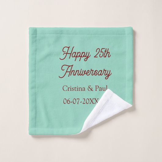 Joyeux 25e anniversaire vert mauve pastel boho rét (Gant de toilette)