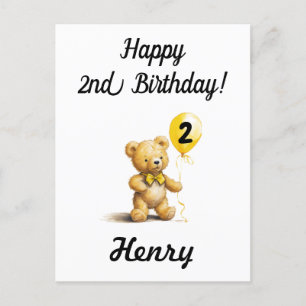 Joyeux 2e anniversaire, carte d'ours en peluche pe