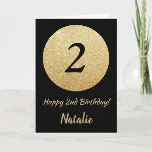 Joyeux 2ème anniversaire Carte Pailletée Noir et O