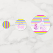 Joyeux 2ème anniversaire licorne nom confetti (Derrière)