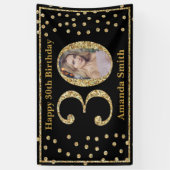 Joyeux 30e anniversaire Bannière Black and Gold Ph (Vertical)