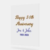 Joyeux 30e anniversaire de mariage royal bleu or s (Angle)