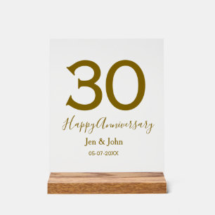 Joyeux 30e anniversaire nom date golden bold lette