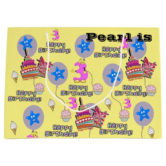 Joyeux 3e cadeau d'anniversaire Sac #3 Jaune clair (Devant)