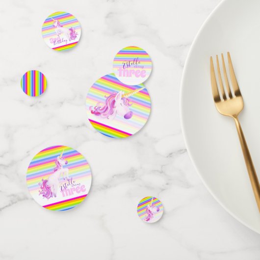 Joyeux 3ème anniversaire licorne nom confetti (Groupe)