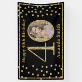 Joyeux 40e anniversaire bannière Black and Gold Ph (Vertical)