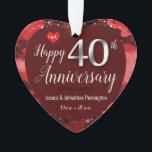 Joyeux 40e anniversaire de Mariage<br><div class="desc">Joli ornement rouge Joyeux 40ème Anniversaire. Faux feuille sur 40ème et comme cadre de bordure. Arrière - plan à huile rouge créé par Valarie Wade. Petit bijou de coeur rouge dans le coin supérieur. Les noms et les dates sont réglables. Photo complète sur l'option arrière.</div>