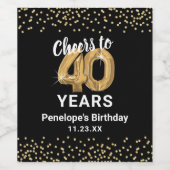 Joyeux 40e anniversaire Étiquette de vin (Étiquettes simples)