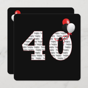 Joyeux 40e anniversaire sur Invitation noire