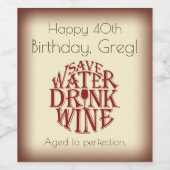 Joyeux 40e anniversaire vin étiquette avec citatio (Étiquettes simples)