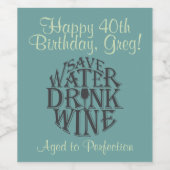 Joyeux 40ème Anniversaire vin étiquette avec citat (Étiquettes simples)