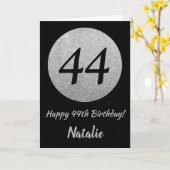 Joyeux 44e Anniversaire Carte à paillettes noires (Fleur jaune)