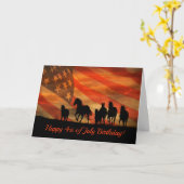 Joyeux 4 juillet carte d'anniversaire Chevaux et d (Fleur jaune)