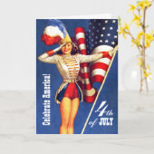 Joyeux 4 juillet. Cartes de conception Pin-up vint (Fleur jaune)