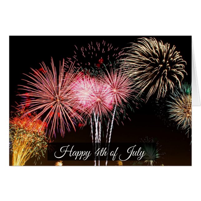 Joyeux 4 Juillet Fireworks Card (Devant horizontal)