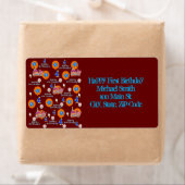 Joyeux 4e anniversaire Étiquettes de adresse, roug (En situation)