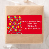 Joyeux 4e anniversaire Étiquettes de adresse, Roug (En situation)