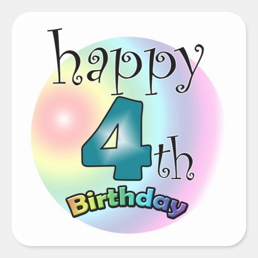 Joyeux 4ème Anniversaire Vierkante Sticker (Devant)