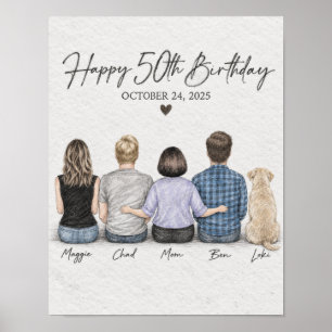 Joyeux 50e Anniversaire Affiche Familiale Graphite