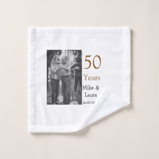 Joyeux 50e anniversaire ajouter nom du couple date (Gant de toilette)