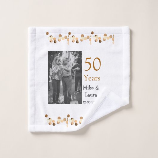 Joyeux 50e anniversaire ajouter nom du couple date (Gant de toilette)