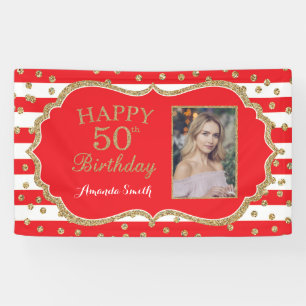 Joyeux 50e anniversaire Bannière Rouge Parties sc