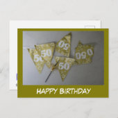 Joyeux 50e anniversaire buste. Carte postale texte (Devant / Derrière)