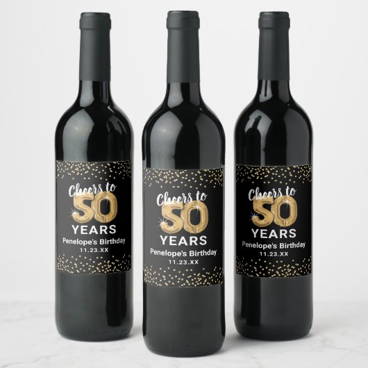 Joyeux 50e anniversaire Étiquette de vin (Bouteilles)