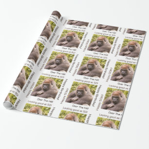 Joyeux 50e Anniversaire Papier Cadeau Gorille