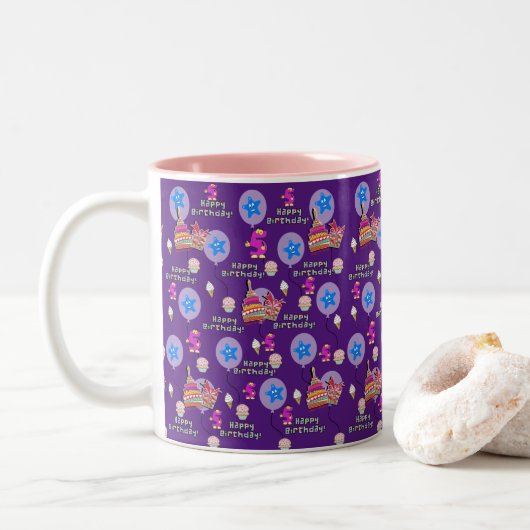 Joyeux 5 Anniversaire Ballons de Mug #5 violet (Avec donut)