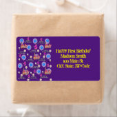 Joyeux 5e anniversaire Étiquettes de adresse, Jaun (En situation)