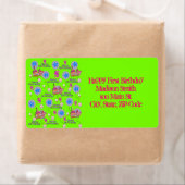 Joyeux 5e anniversaire Étiquettes de adresse, Vert (En situation)