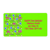 Joyeux 5e anniversaire Étiquettes de adresse, Vert (Devant)