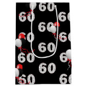 Joyeux 60e Anniversaire Ballons moyen Cadeau sac (Dos)