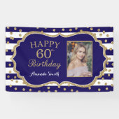 Joyeux 60e anniversaire Bannière Marine Blue Gold  (Horizontal)