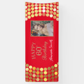 Joyeux 60e anniversaire Bannière Rouge et Or Photo (Vertical)