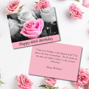 Joyeux 60e Anniversaire Carte de Photographie Rose