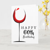 Joyeux 60e anniversaire Red Wine Glass Carte d'ann (Fleur jaune)