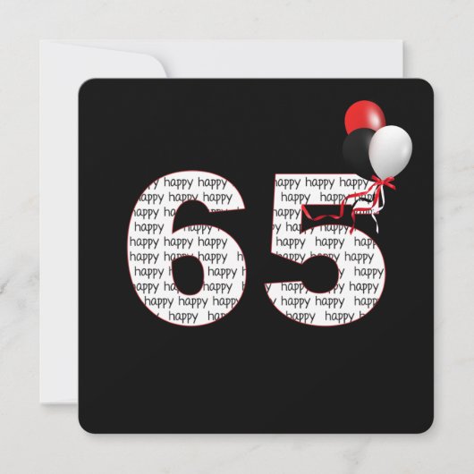 Joyeux 65e anniversaire sur Invitation noire (Devant)
