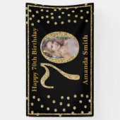 Joyeux 70e anniversaire bannière Black and Gold Ph (Vertical)