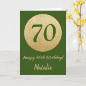 Joyeux 70e Anniversaire Carte de Glitter Verte et  (Fleur jaune)