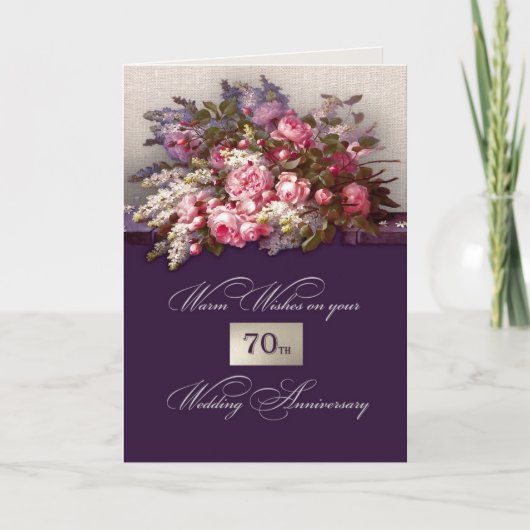Joyeux 70e anniversaire de Mariage Cartes de voeux (Devant)
