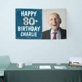 Joyeux 80e Anniversaire Ballons Argent Bannière Ph (Salon professionnel)