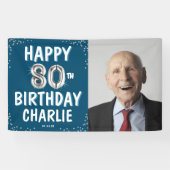 Joyeux 80e anniversaire Ballons d'argent bannière  (Horizontal)