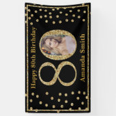 Joyeux 80e anniversaire bannière Black and Gold Ph (Vertical)