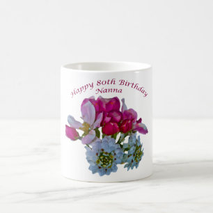 Joyeux 80e anniversaire Nanna. Mugs Floraux spécia