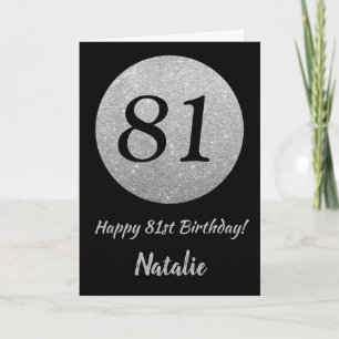 Joyeux 81e Anniversaire Carte Pailletée Noir et Ar